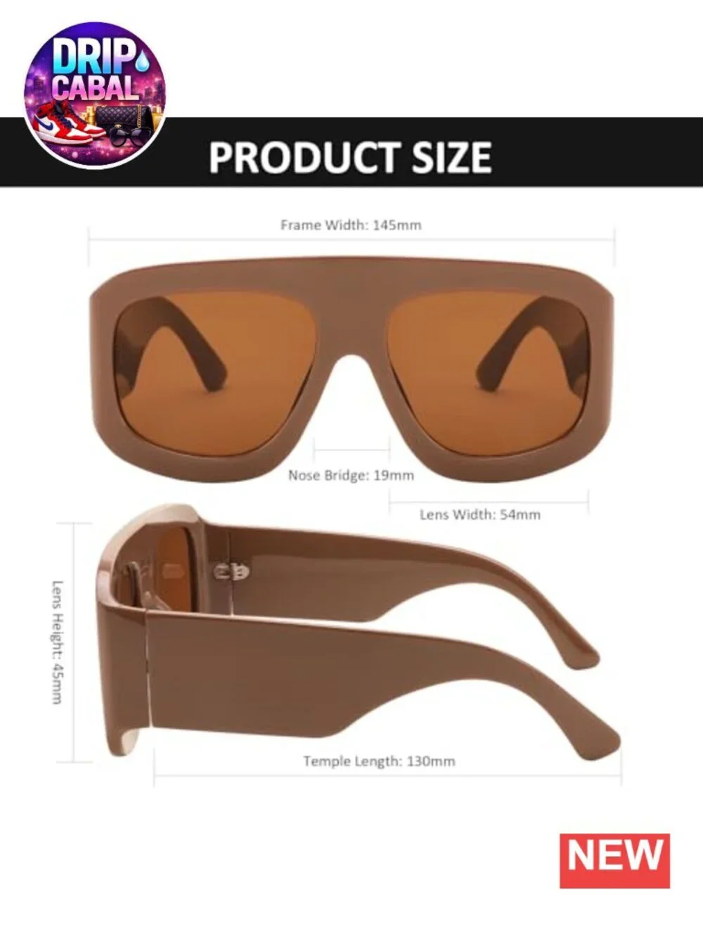 Oversized Square Sunglasses UV400 Protection Trendy Wide Fashion Shades